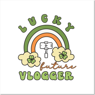 Lucky Future Vlogger Star for Kids, St. Patricks Day Kids Gift, Future Vlogger Star, Lucky Shamrock, Rainbow Lucky Future Vlogger Star Kids Posters and Art